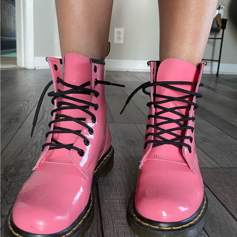 Dr. Martens Pink Patent Leather Boots - Picture 3 of 9